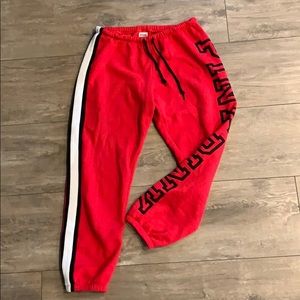 Red Capri sweatpants
